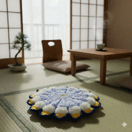 ふんわり極厚リリー編みクッション　0006