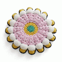 ふんわり極厚リリー編みクッション　0006