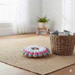 手編みの魔法クッション*幸せを運ぶリリー編み円座　0007