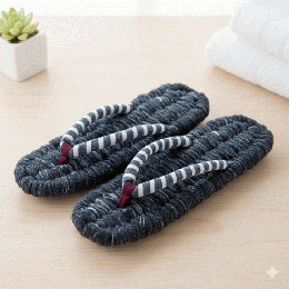 大人モダンな濃紺ボーダー布ぞうり　Z0003