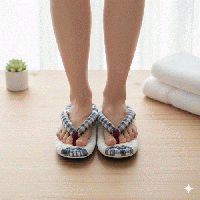 爽やかチェックの北欧風布ぞうり|素足に心地よいワッフル&コットン素材　Z0005