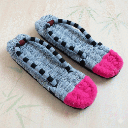 【一点物】大人可愛いショッキングピンク×グレーの布ぞうり|モダンなボーダー鼻緒　Z0006