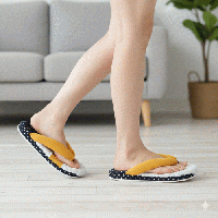 マスタードと白の布ぞうり|お家時間を彩るビタミンカラー・洗えるコットン　Z0012