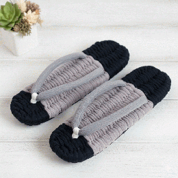 シックなモノトーンのバイカラー布ぞうり|モダンな室内履き・男女兼用の洗えるコットンZ0015