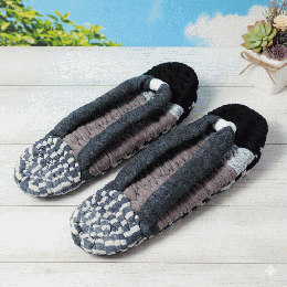 シックなグレーと黒のパッチワーク布ぞうり|洗練されたモノトーン・洗える　Z0017