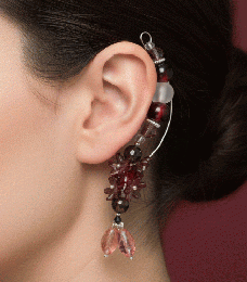 深紅の滴と煌めく果実。耳元を彩る大ぶりビーズのボルドー・イヤーカフフック　201019-0060