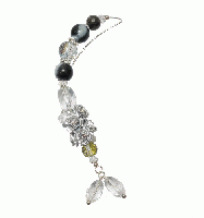 月夜の銀花。モノトーンビーズとシルバーローズが煌めく大ぶりイヤーカフフック　201019-0059